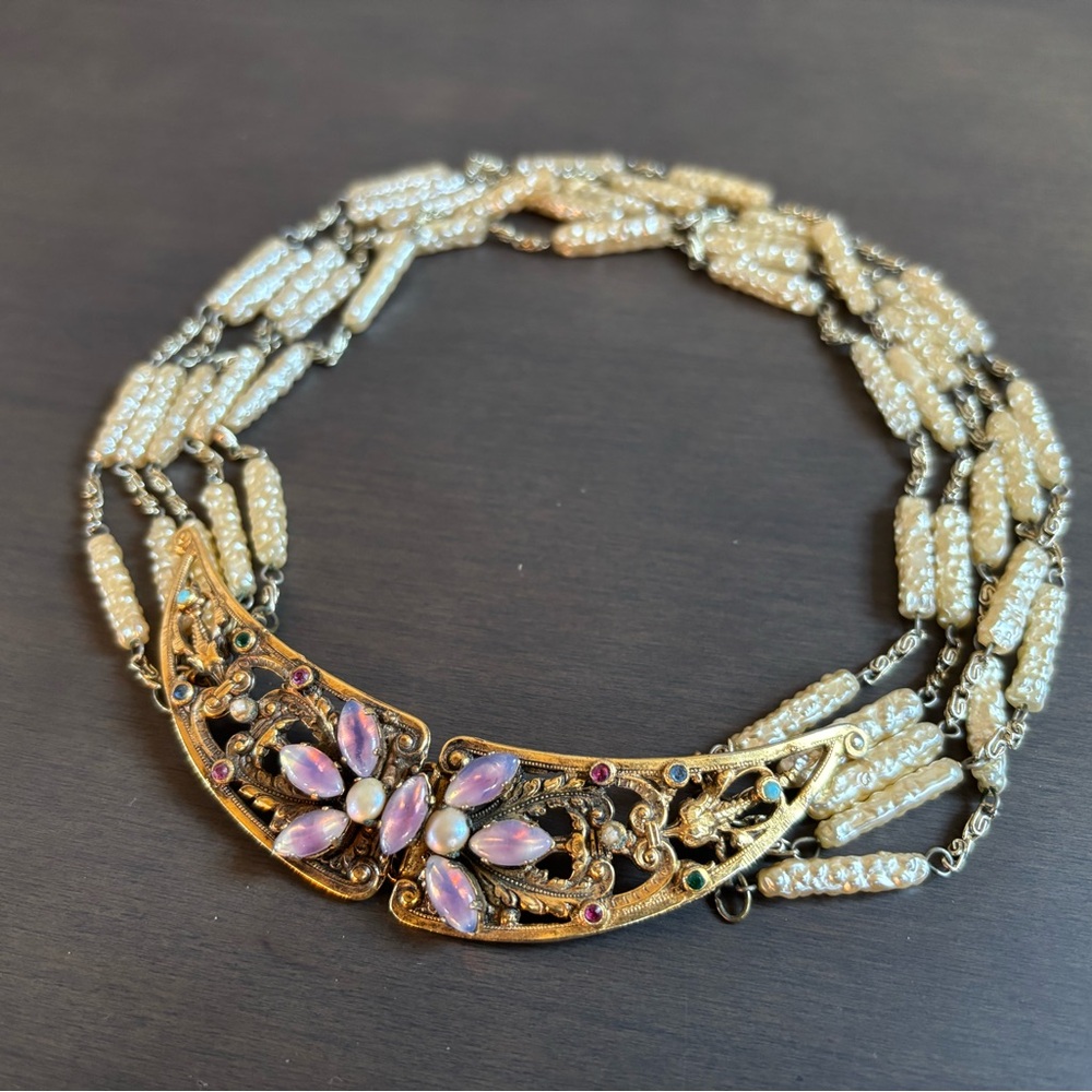 Stunning Vintage Faux Stick Pearl Necklace